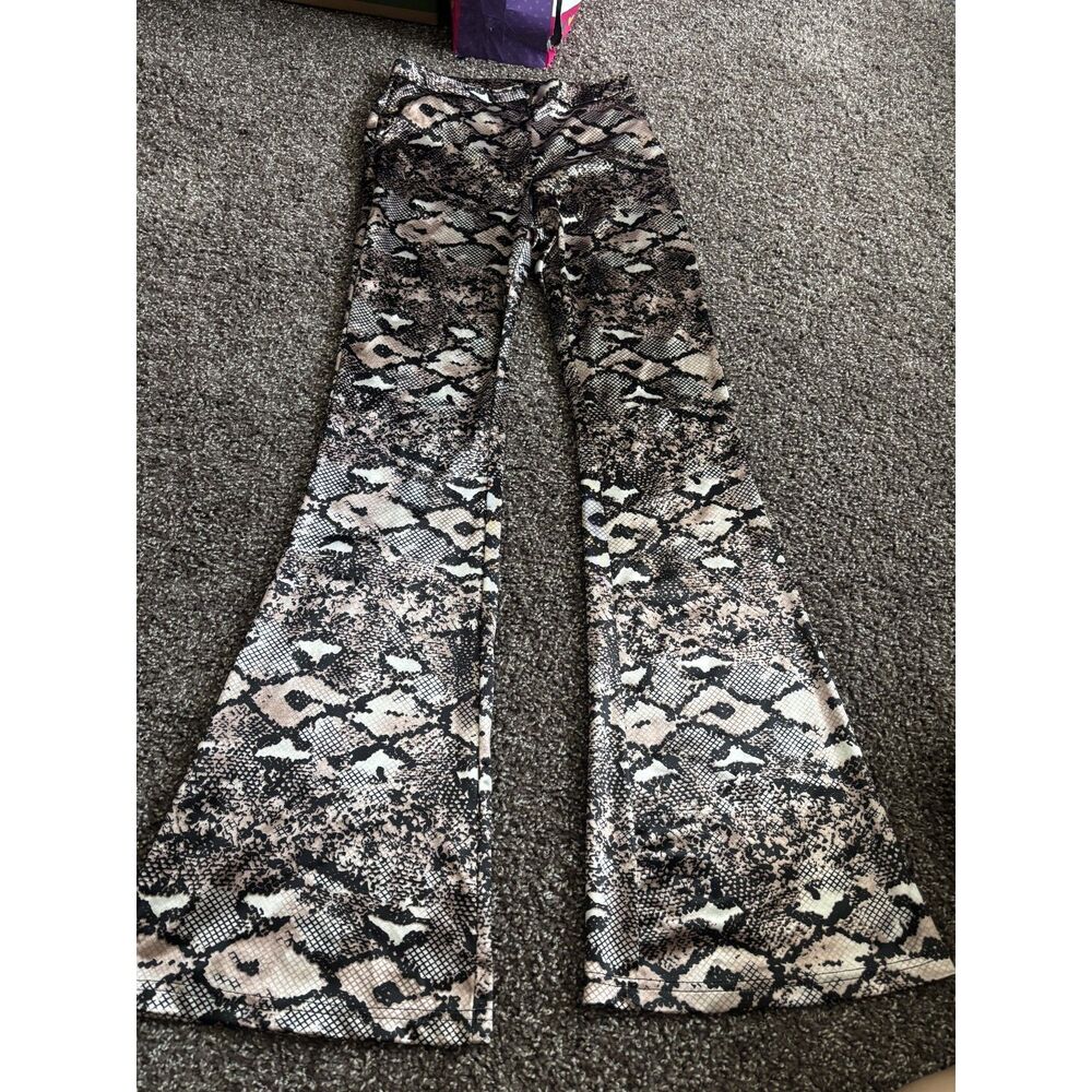 Milk + Honey Snakeskin Print Flare Pants Size Small (Flaw)